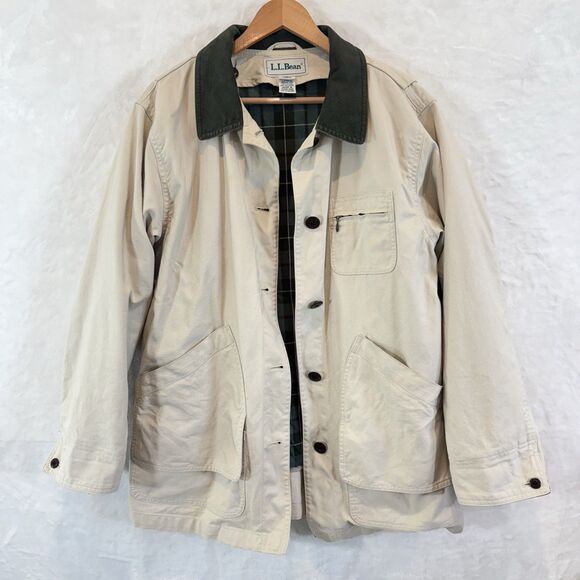 LL Bean Coat Jacket Canvas Chore Barn Cotton Field Quilt Lined Women's M - Picture 1 of 16
